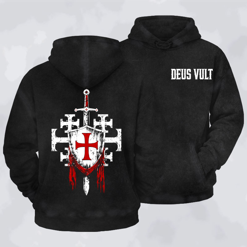 Washed Hoodie - Deus Vult: God Wills It
