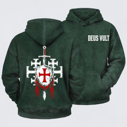 Washed Hoodie - Deus Vult: God Wills It