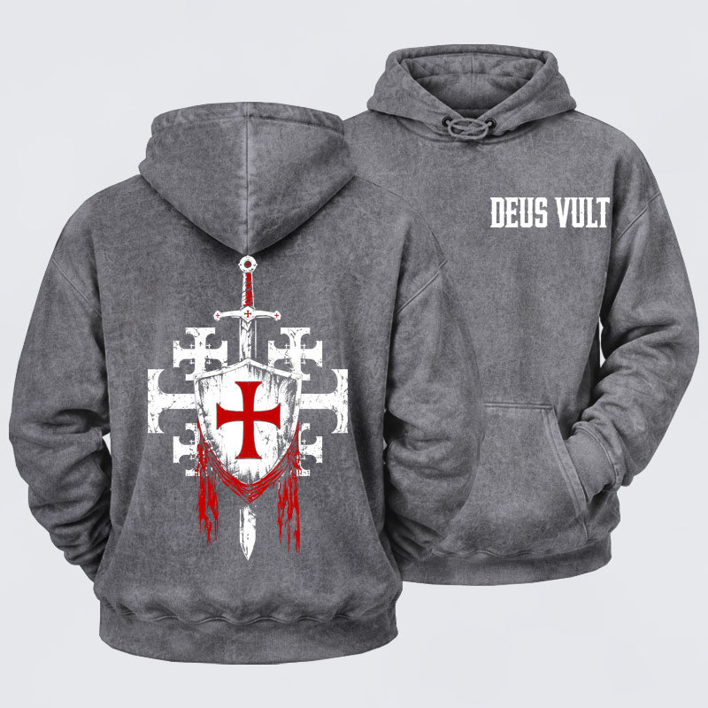 Washed Hoodie - Deus Vult: God Wills It