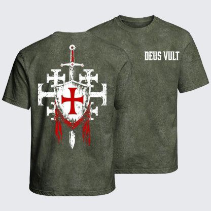Washed T-Shirt - Deus Vult: God Wills It