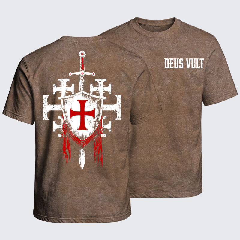 Washed T-Shirt - Deus Vult: God Wills It