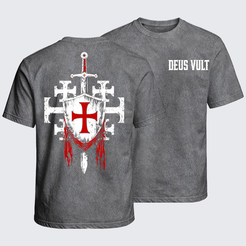 Washed T-Shirt - Deus Vult: God Wills It