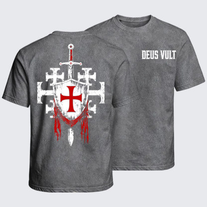 Washed T-Shirt - Deus Vult: God Wills It