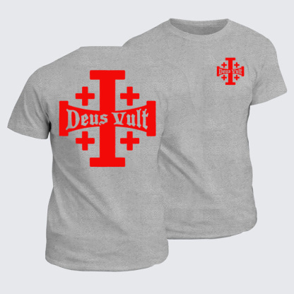 Classic Cotton Tees - Jerusalem Cross Deus Vult   
