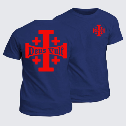 Classic Cotton Tees - Jerusalem Cross Deus Vult   