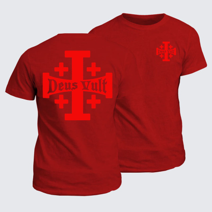 Classic Cotton Tees - Jerusalem Cross Deus Vult   