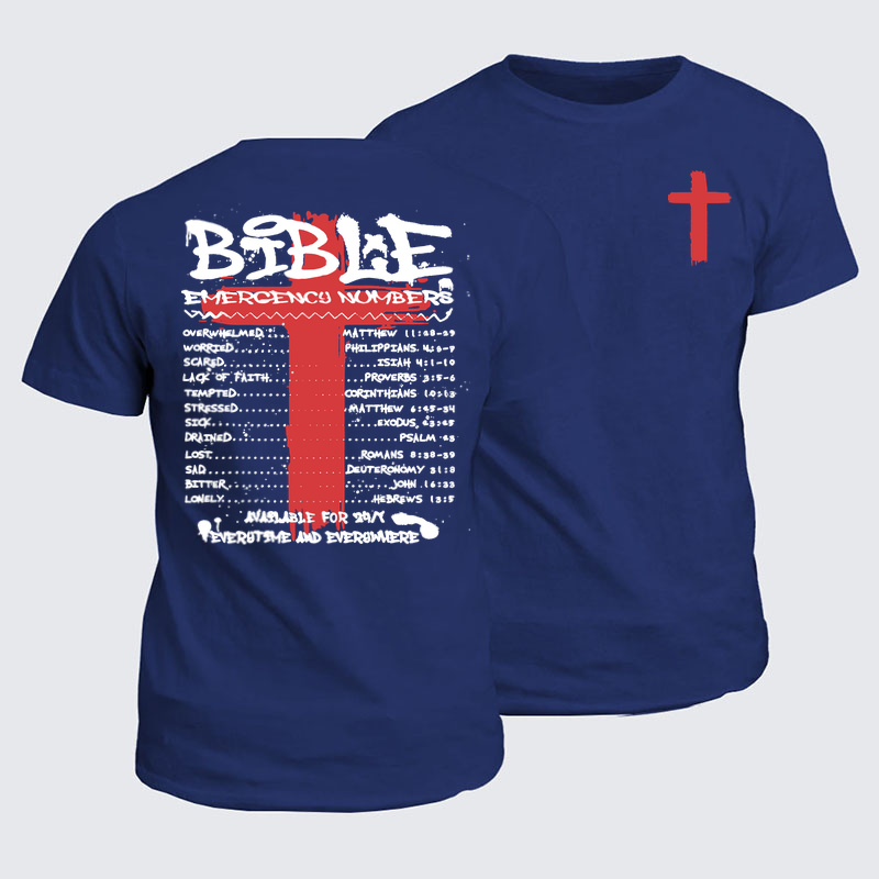 Classic Cotton Tees - Bible Emergency Numbers   