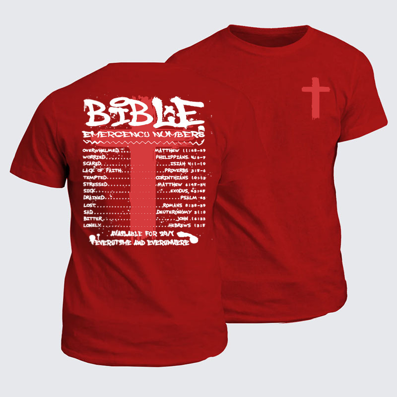 Classic Cotton Tees - Bible Emergency Numbers   