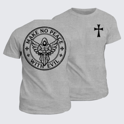Classic Cotton Tees - Make No Peace with Evil Knight Templar Jerusalem Cross
