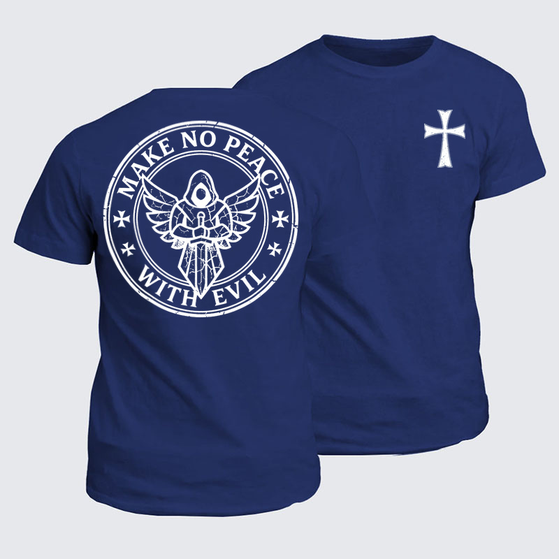 Classic Cotton Tees - Make No Peace with Evil Knight Templar Jerusalem Cross