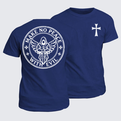 Classic Cotton Tees - Make No Peace with Evil Knight Templar Jerusalem Cross