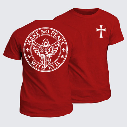 Classic Cotton Tees - Make No Peace with Evil Knight Templar Jerusalem Cross