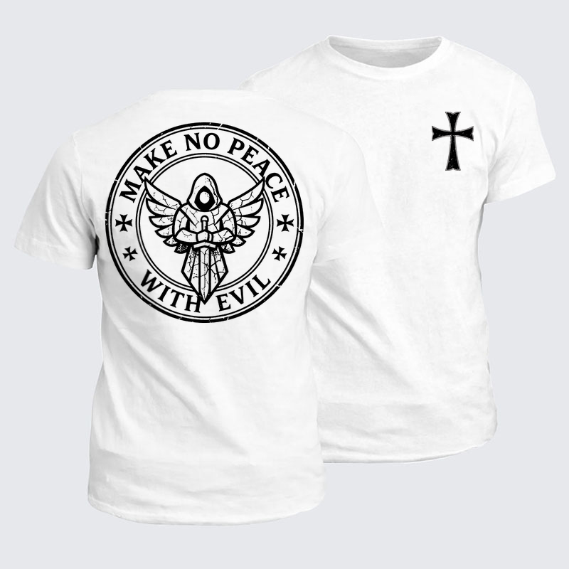 Classic Cotton Tees - Make No Peace with Evil Knight Templar Jerusalem Cross