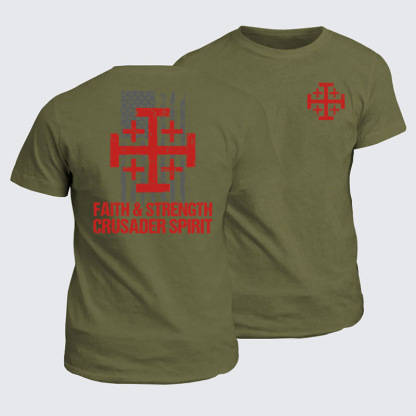 Classic Cotton Tees - Faith &Strength Crusader Spirit Crusader Knight    