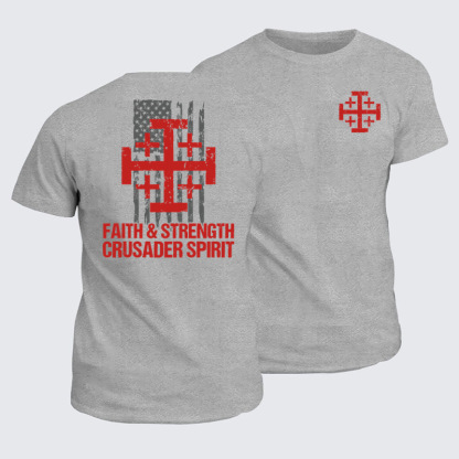 Classic Cotton Tees - Faith &Strength Crusader Spirit Crusader Knight    