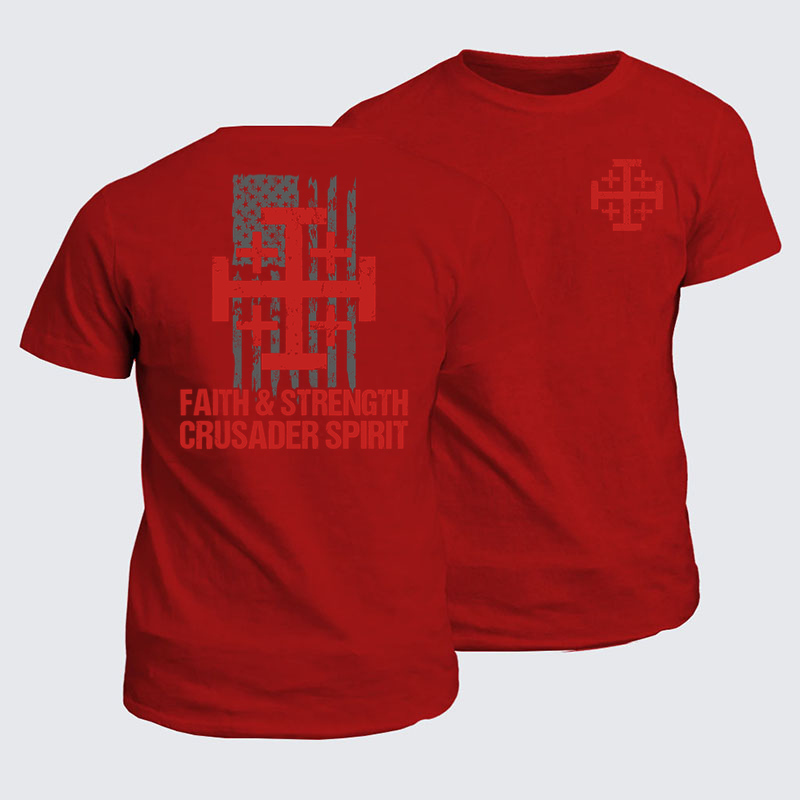 Classic Cotton Tees - Faith &Strength Crusader Spirit Crusader Knight    