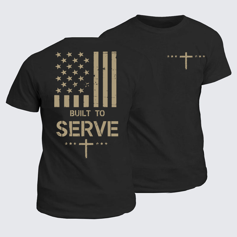 Classic Cotton Tees - Built To Serve Flag Cross   