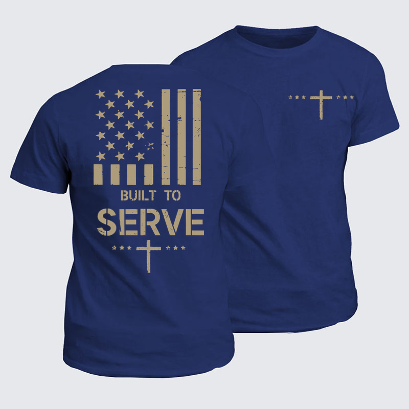Classic Cotton Tees - Built To Serve Flag Cross   