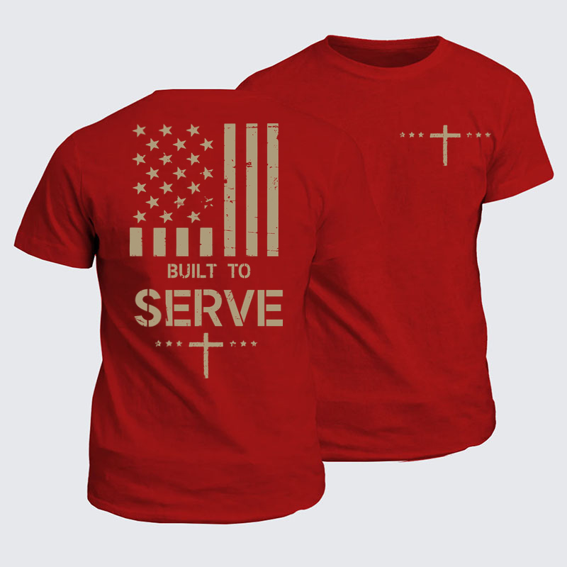 Classic Cotton Tees - Built To Serve Flag Cross   