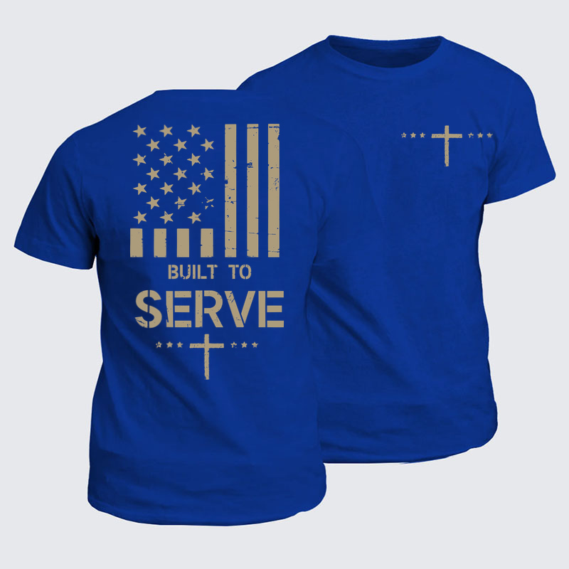 Classic Cotton Tees - Built To Serve Flag Cross   