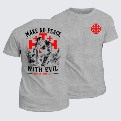 Classic Cotton Tees - Make No Peace with Evil Knight Templar Jerusalem Cross