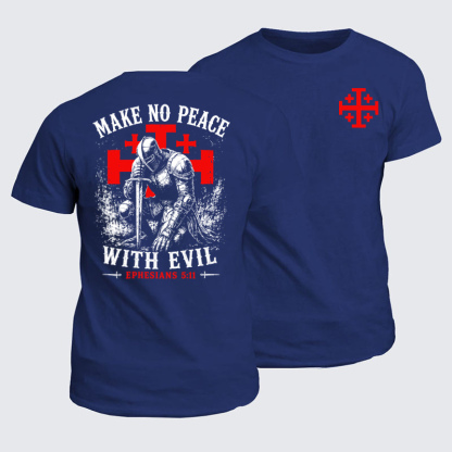 Classic Cotton Tees - Make No Peace with Evil Knight Templar Jerusalem Cross