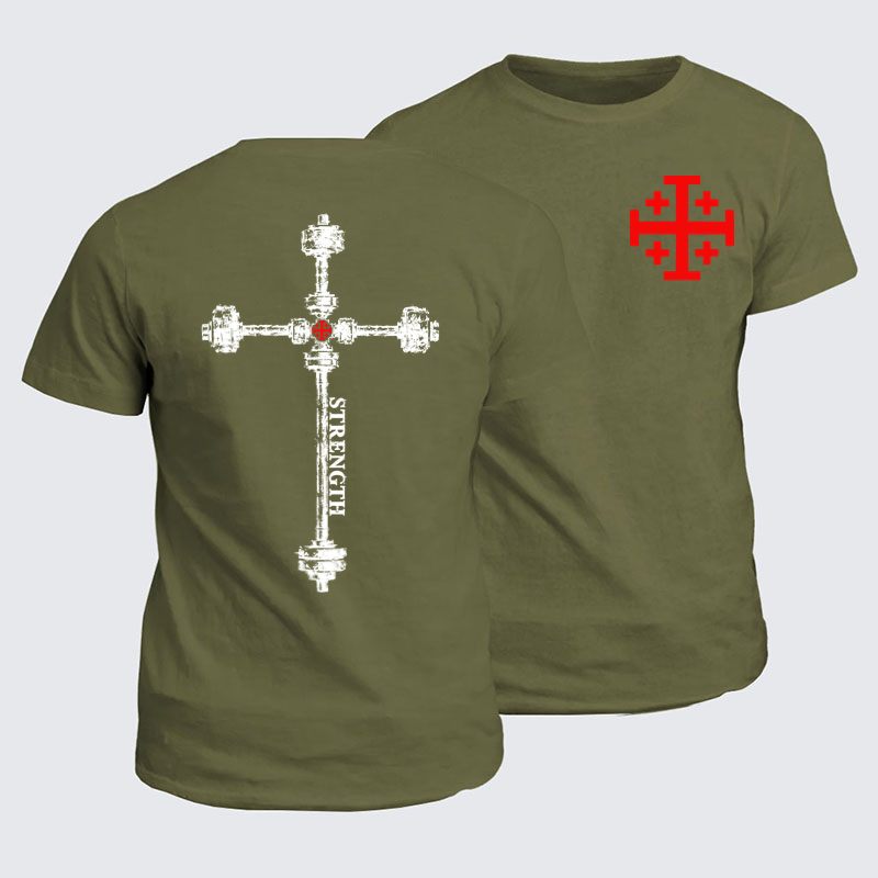 Classic Cotton Tees - Strength in the Lord – Christian Gym Jerusalem Cross