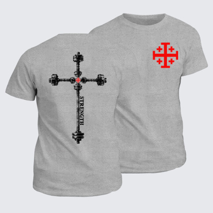 Classic Cotton Tees - Strength in the Lord – Christian Gym Jerusalem Cross