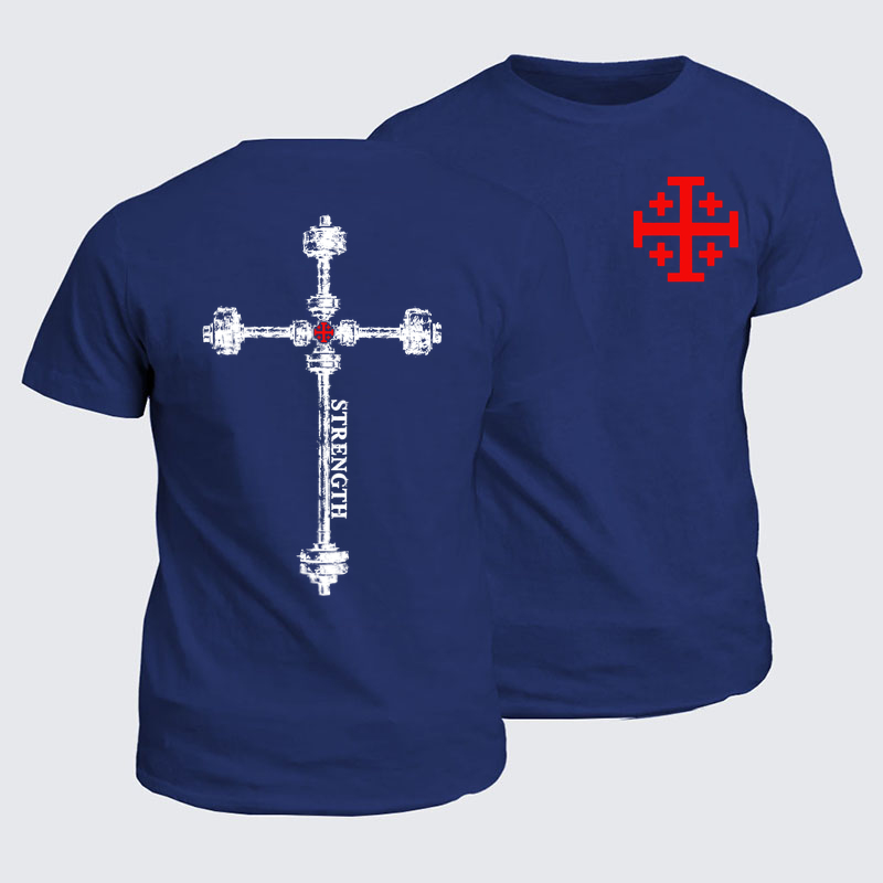 Classic Cotton Tees - Strength in the Lord – Christian Gym Jerusalem Cross