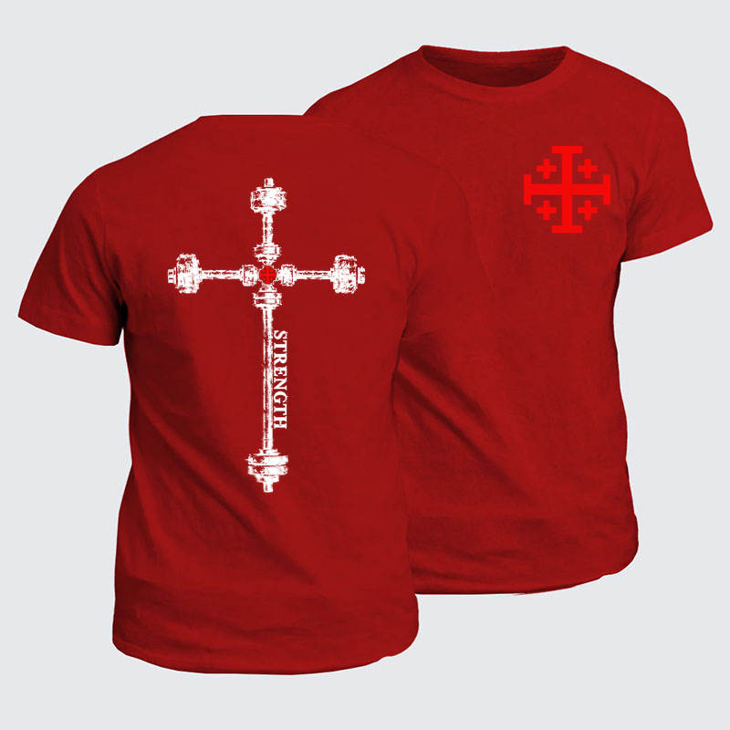 Classic Cotton Tees - Strength in the Lord – Christian Gym Jerusalem Cross