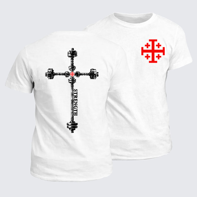 Classic Cotton Tees - Strength in the Lord – Christian Gym Jerusalem Cross
