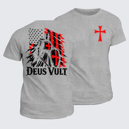 Classic Cotton Tees - Deus Vult – American Crusader Christian Knight