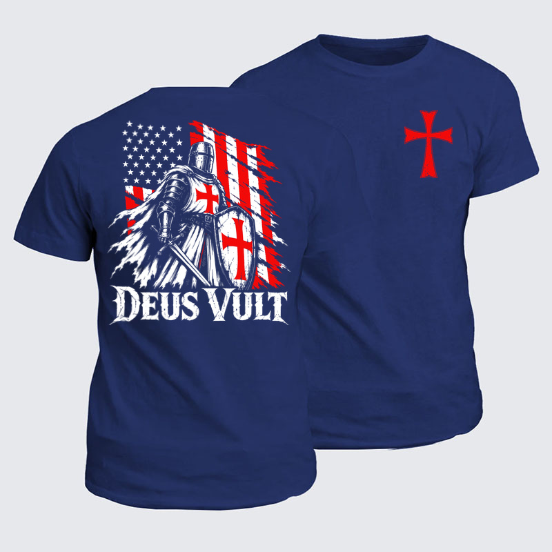 Classic Cotton Tees - Deus Vult – American Crusader Christian Knight