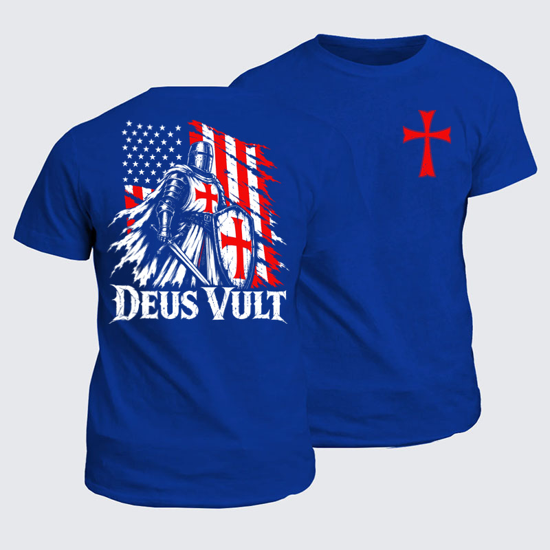 Classic Cotton Tees - Deus Vult – American Crusader Christian Knight