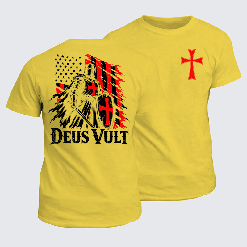 Classic Cotton Tees - Deus Vult – American Crusader Christian Knight