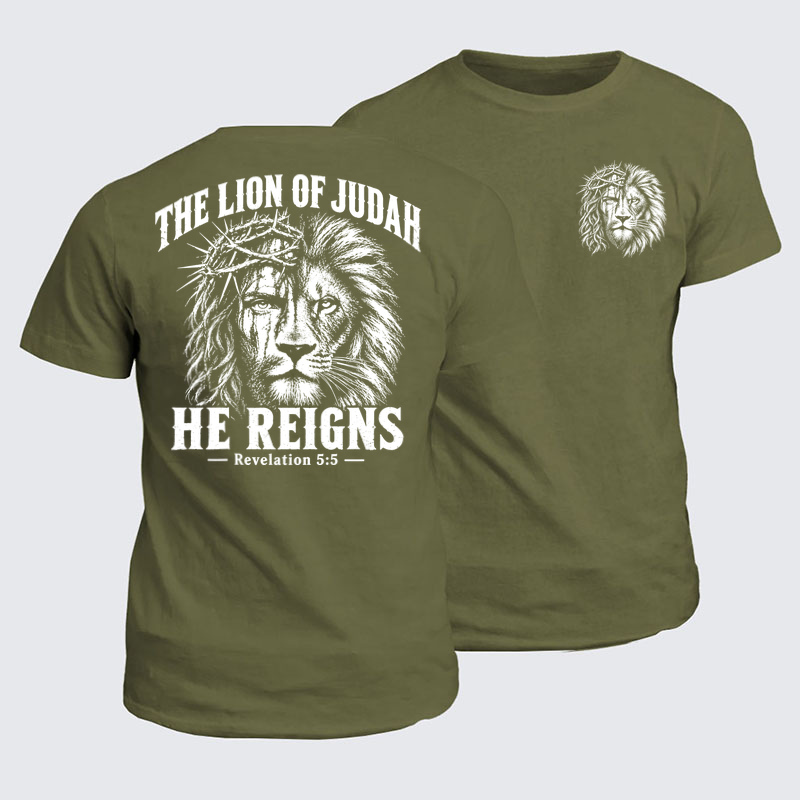 Classic Cotton Tees - The Lion of Judah – He Reigns
