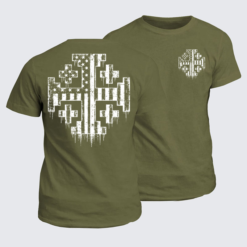Classic Cotton Tee - American Flag Jerusalem Cross – Christian Patriot