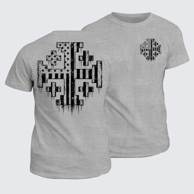 Classic Cotton Tee - American Flag Jerusalem Cross – Christian Patriot