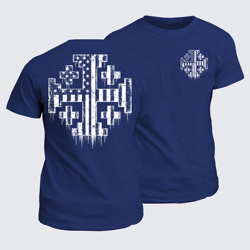 Classic Cotton Tee - American Flag Jerusalem Cross – Christian Patriot