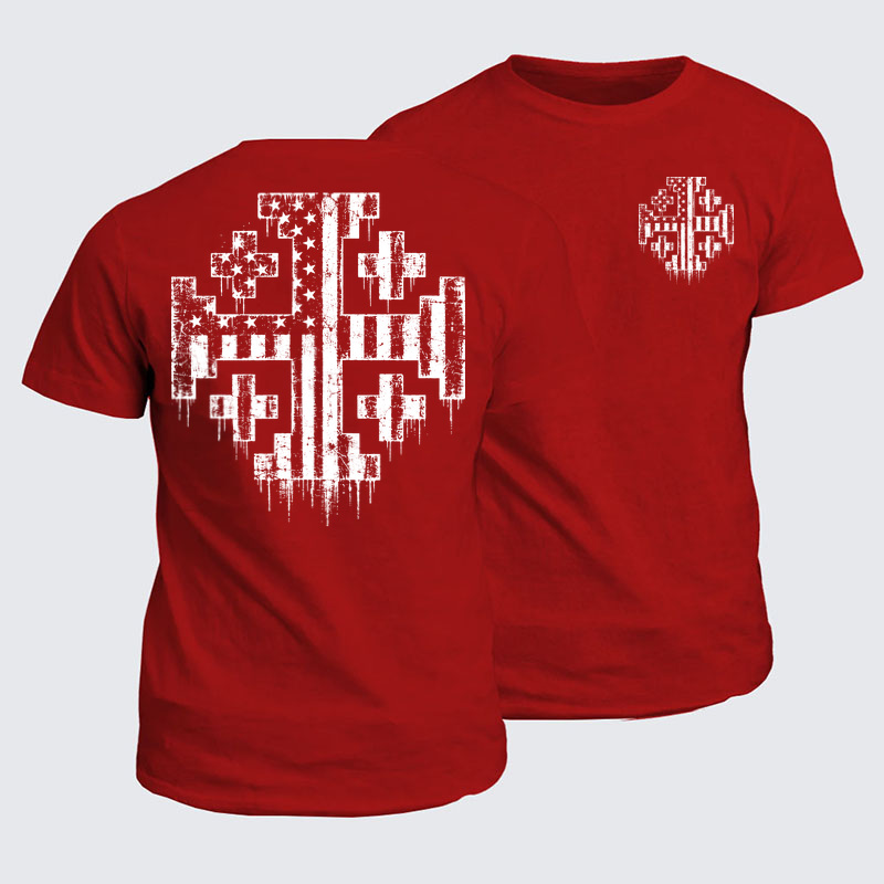 Classic Cotton Tee - American Flag Jerusalem Cross – Christian Patriot