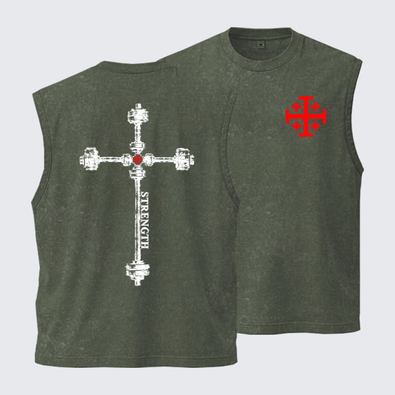 Washed Tanks - Strength in the Lord – Christian Gym Jerusalem Cross