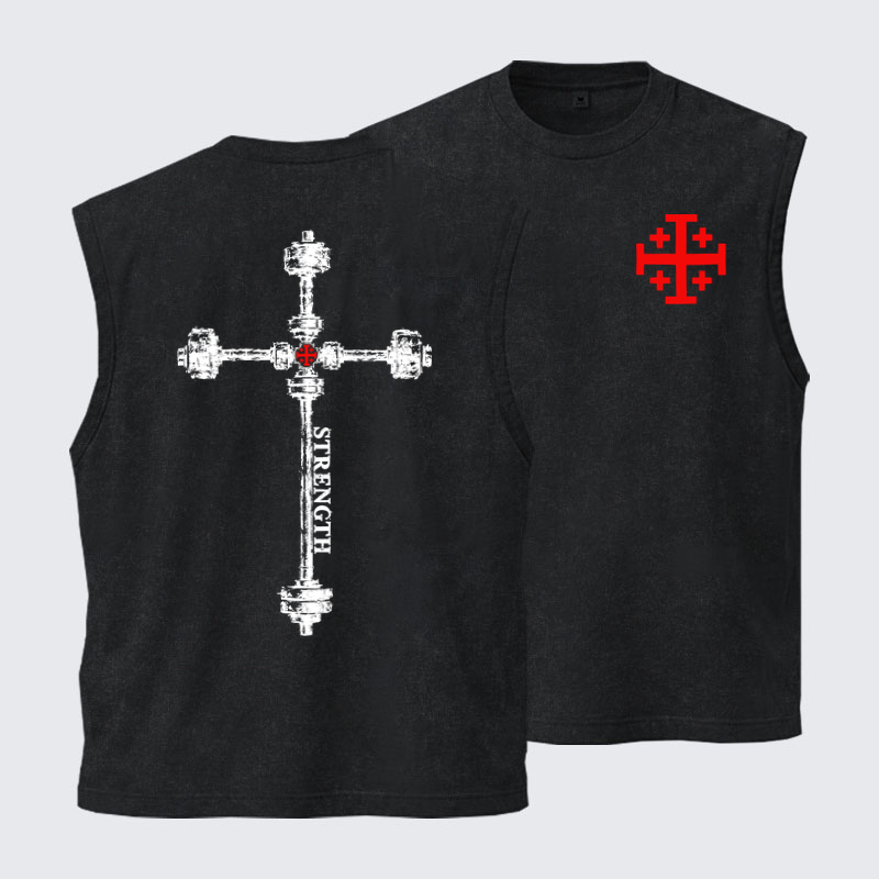 Washed Tanks - Strength in the Lord – Christian Gym Jerusalem Cross