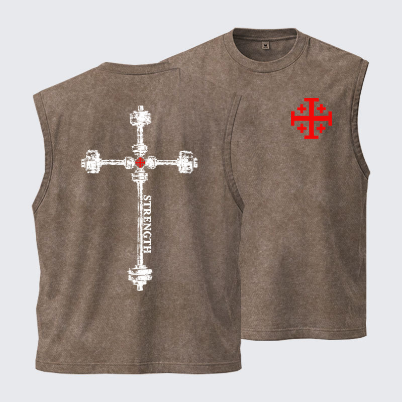Washed Tanks - Strength in the Lord – Christian Gym Jerusalem Cross