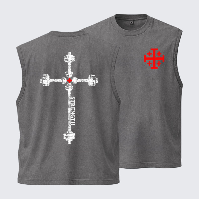 Washed Tanks - Strength in the Lord – Christian Gym Jerusalem Cross
