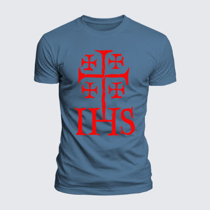 Luxe Mercerized Cotton Tee - Jerusalem Cross IHS