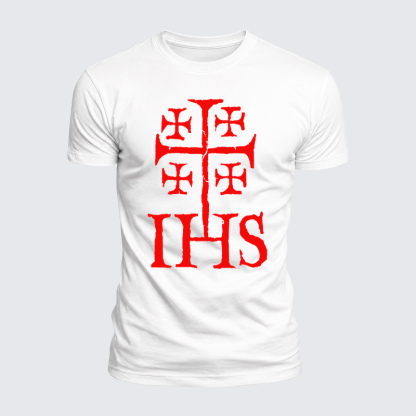 Luxe Mercerized Cotton Tee - Jerusalem Cross IHS