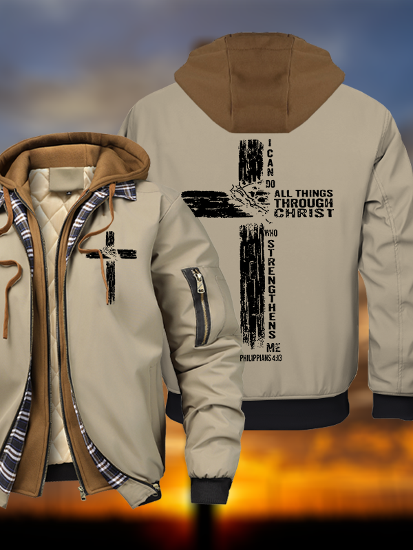 I Can Do All Things THrough Christ Warm Hooded Bomber Jacket