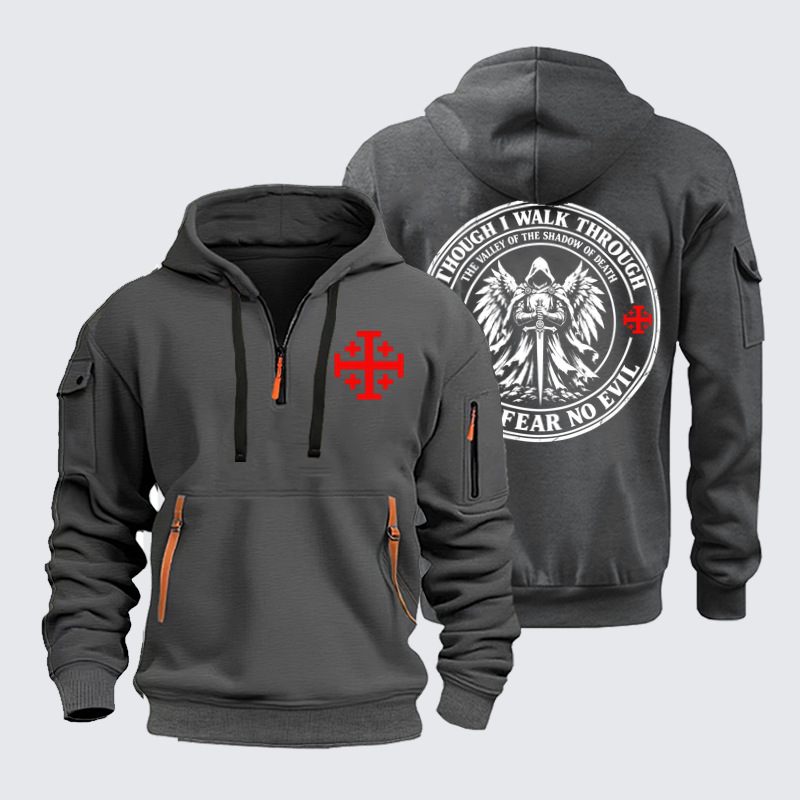Zipper Hoodies Ave Christus Rex –Even Though I Walk Through The Valley Of The Shadow Of Death, I Fear No Evil
