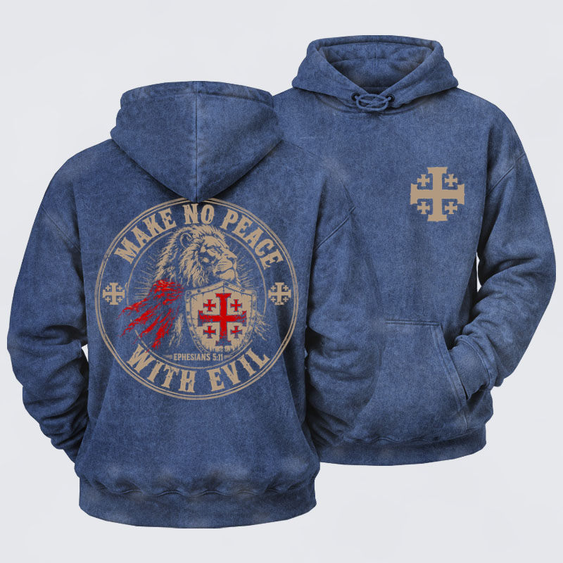 Washed Hoodie - Make No Peace With Evil