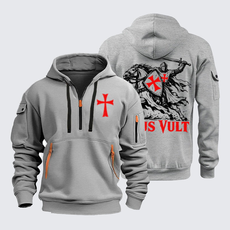 Zipper Hoodies Ave Christus Rex –Deus Vult – Crusader Knight Christian Warrior
